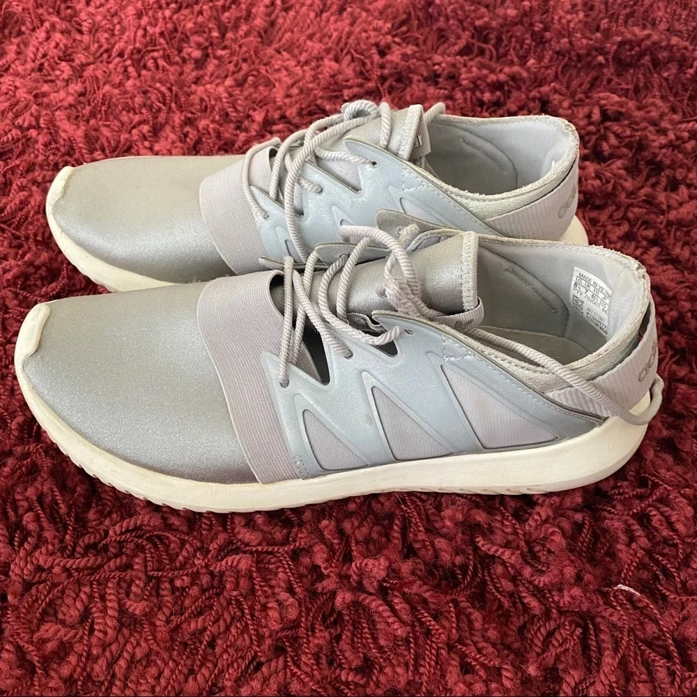 Adidas Tubular Viral women's metallic silver running shoes